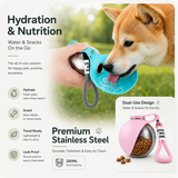 Portable Dog Water Bottle 2-In-1 Dog Water Dispenser Stainless Steel Pet Water