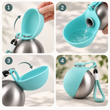 Portable Dog Water Bottle 2-In-1 Dog Water Dispenser Stainless Steel Pet Water
